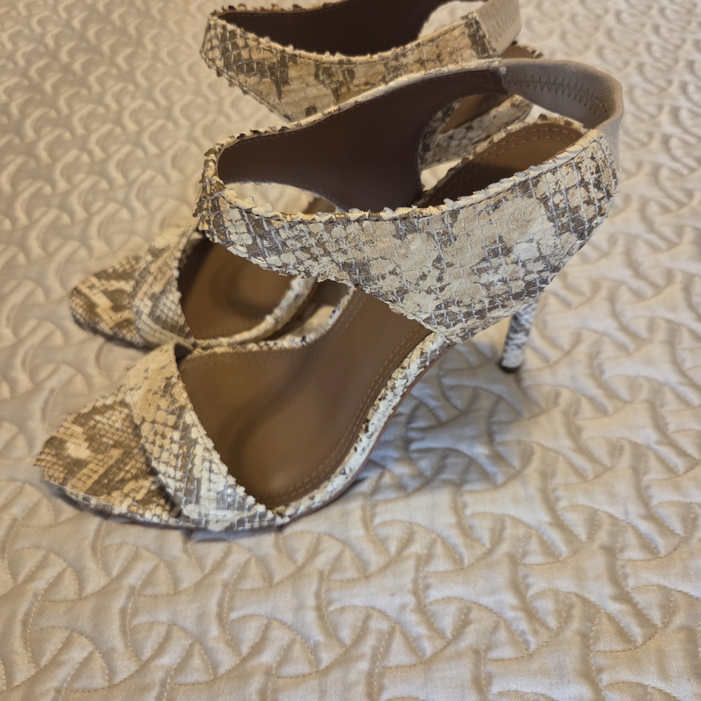 BCBGMaxAzria Tabitha Snakeskin Pattern Heels - Beige and Brown